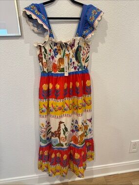 Aqua Multicolor Floral & Animal Print Maxi Dress with Blue Straps